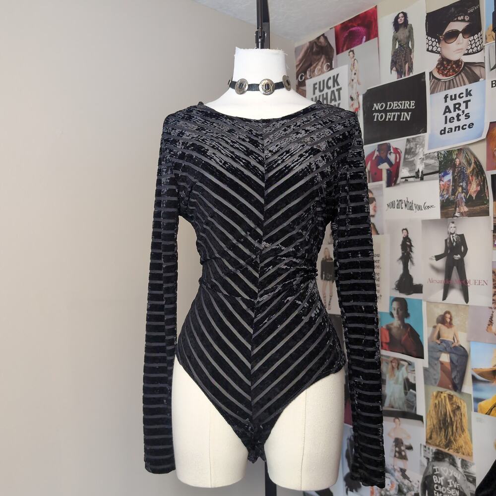 Velvet Long Sleeve Whimsygoth Bodysuit